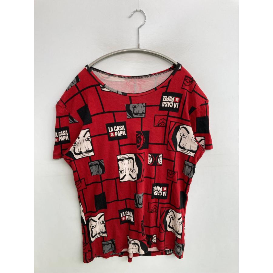 Tシャツ/カットソー レッド 前面プリント バックプリント その他総柄 ミドル丈 半袖 クルーネック(丸首) メンズ レディース | 