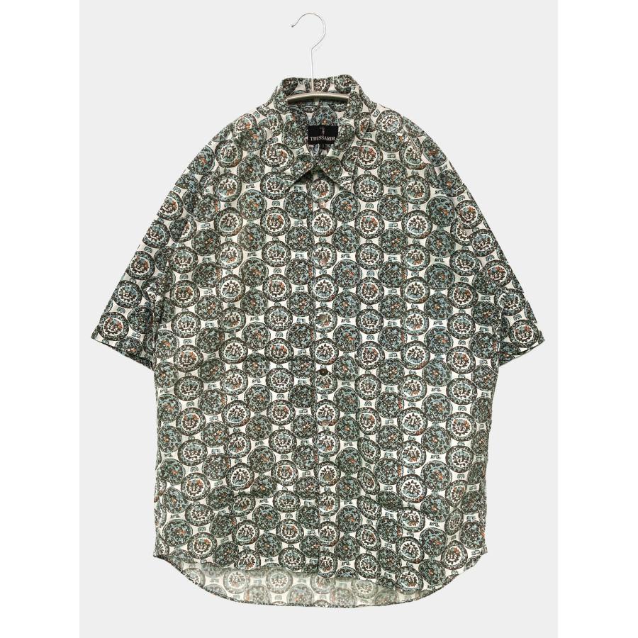 TRUSSARDI トラサルディ シャツ/ブラウス 3 コットン シルク その他総柄 ミドル丈 半袖 レギュラーカラー メンズ | TRUSSARDI