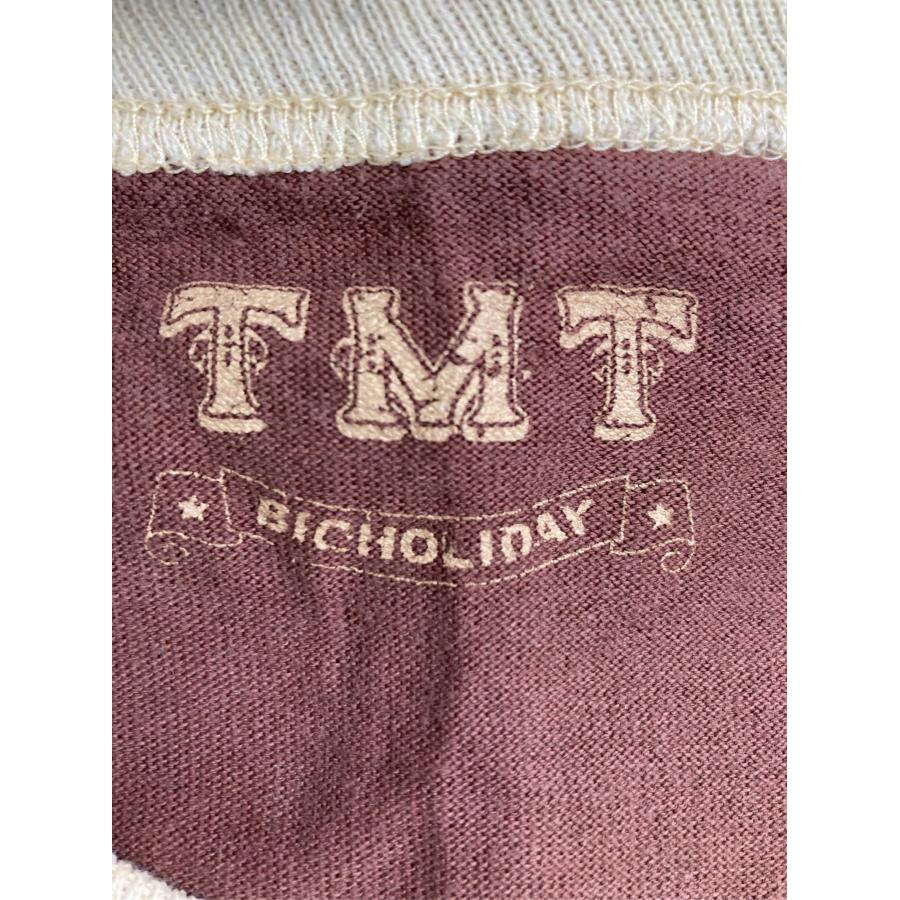 TMT Tシャツ/カットソー M ブラウン 前面プリント バックプリント ブランドロゴ ライン柄 半袖 ミドル丈 メンズ レディース | TMT | 02