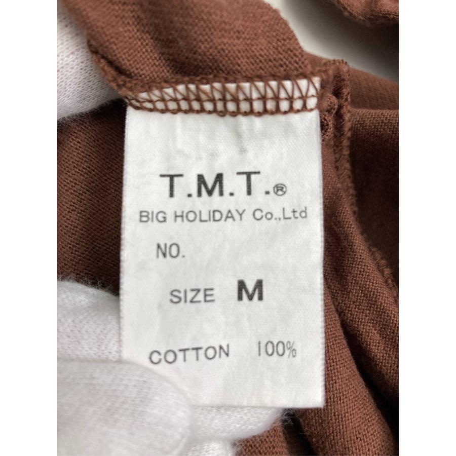 TMT Tシャツ/カットソー M ブラウン 前面プリント バックプリント ブランドロゴ ライン柄 半袖 ミドル丈 メンズ レディース | TMT | 05