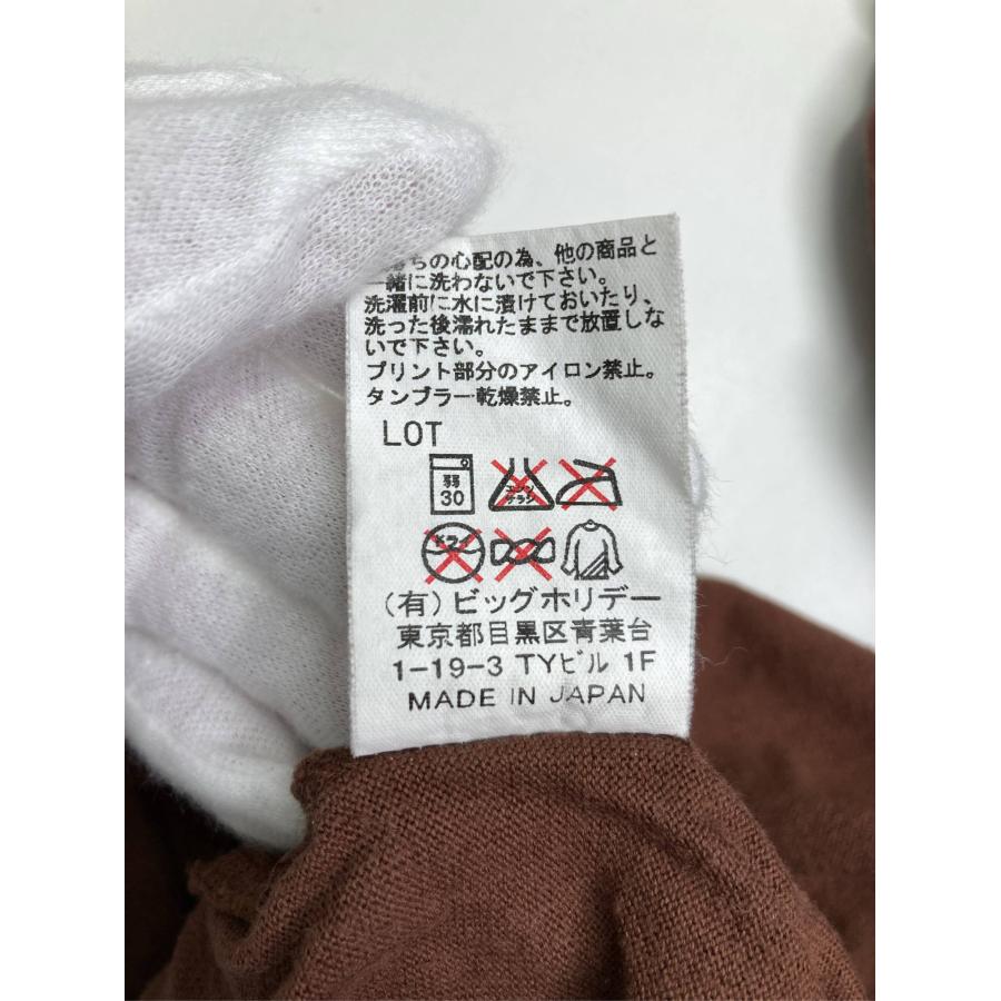 TMT Tシャツ/カットソー M ブラウン 前面プリント バックプリント ブランドロゴ ライン柄 半袖 ミドル丈 メンズ レディース | TMT | 06