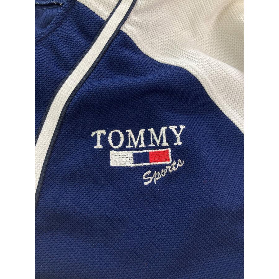 TOMMY トミー シャツ/ブラウス ネイビー 無地 ブランドロゴ 刺繍 ライン柄 ショート丈 半袖 ノーカラー レディース | TOMMY | 02