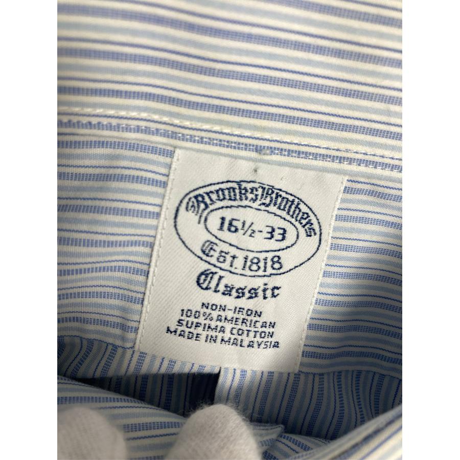 Brooks Brothers ビジネスシャツ 16 1/2-33 スカイブルー コットン ストライプ柄 長袖 レギュラーカラー メンズ |  | 02