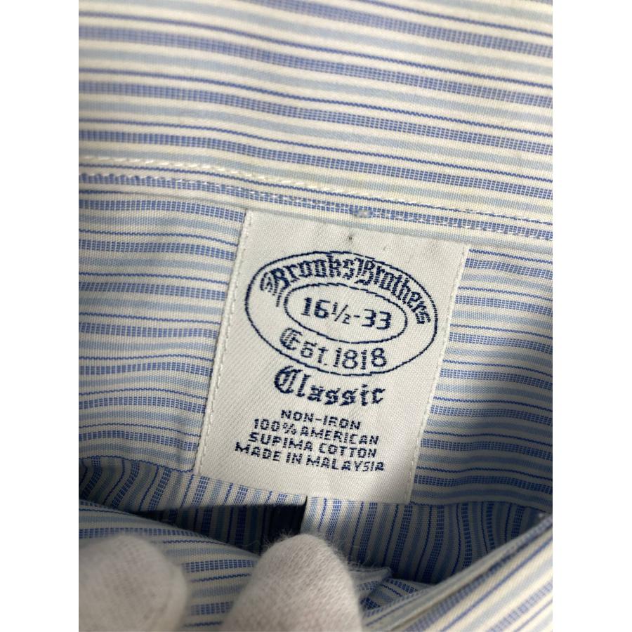 Brooks Brothers ビジネスシャツ 16 1/2-33 スカイブルー コットン ストライプ柄 長袖 レギュラーカラー メンズ |  | 03