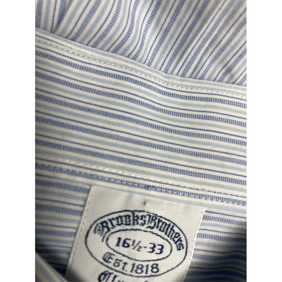 Brooks Brothers ビジネスシャツ 16 1/2-33 スカイブルー コットン ストライプ柄 長袖 レギュラーカラー メンズ |  | 08