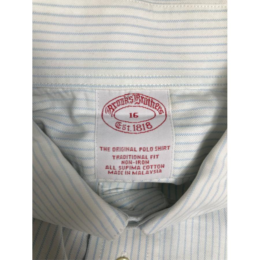 Brooks Brothers ビジネスシャツ 16 ホワイト コットン ストライプ柄 半袖 ボタンダウン レギュラーカラー メンズ |  | 03