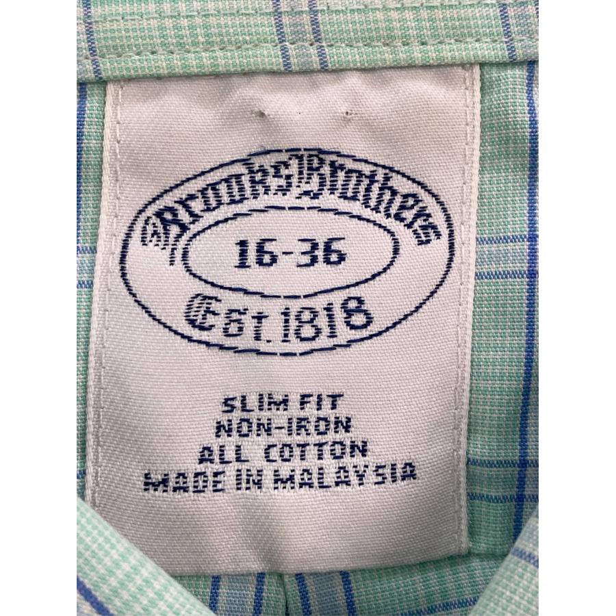 Brooks Brothers ビジネスシャツ 16-36 ライトグリーン コットン チェック柄 長袖 レギュラーカラー メンズ |  | 02