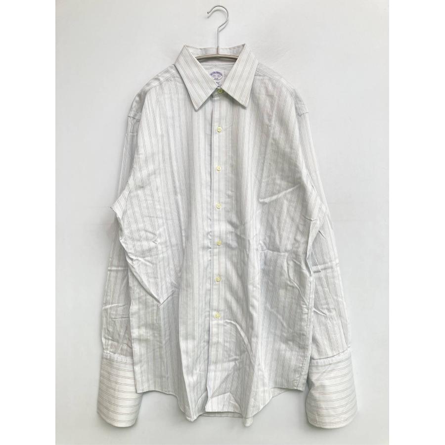 Brooks Brothers ビジネスシャツ 15 1/2-34 ホワイト コットン ストライプ柄 長袖 レギュラーカラー メンズ | 