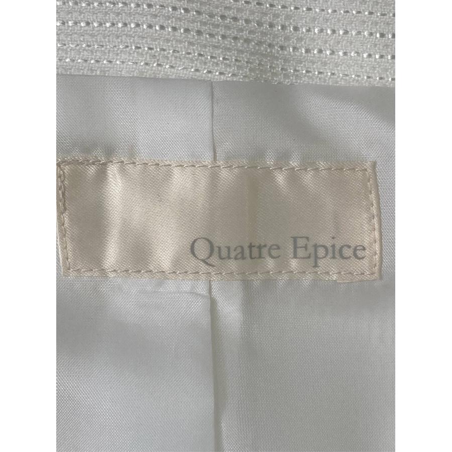 quatre epice ノーカラージャケット 11AR ホワイト ライン柄 無地 ツイード ショート丈 ミドル丈 レディース |  | 02