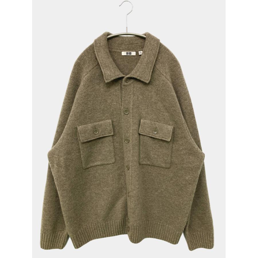 UNIQLO U ユニクロユー カーディガン/ボレロ XXL ブラウン ウール・ニット 無地 ミドル丈 長袖 メンズ | 