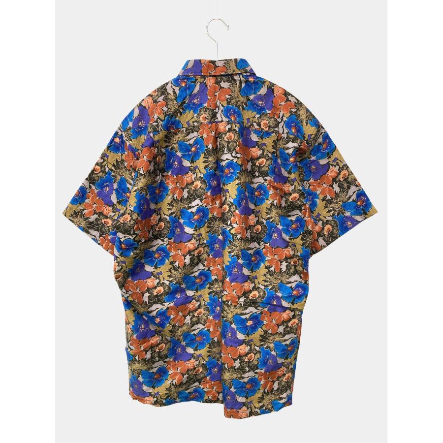 シャツ/ブラウス M ブルー シルク 花柄・ボタニカル柄 ミドル丈 半袖 レギュラーカラー メンズ レディース |  | 01