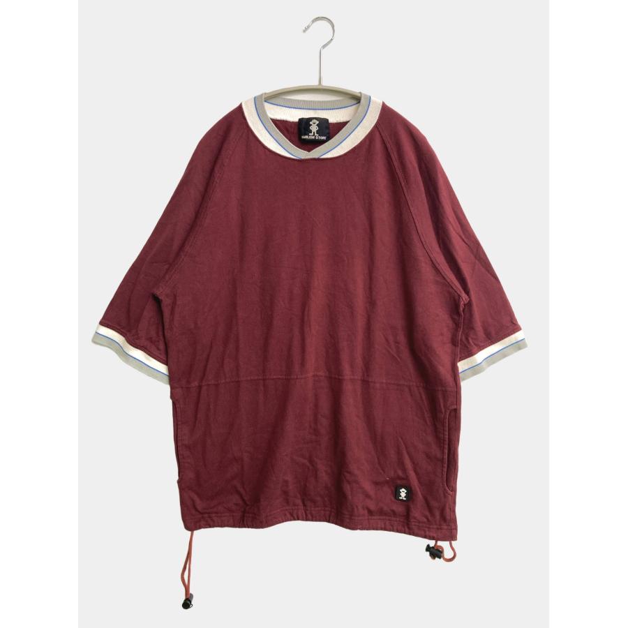HARLEM STORE Tシャツ/カットソー レッド バックプリント ワンポイント ブランドロゴ ミドル丈 半袖 半端袖 メンズ レディース | 