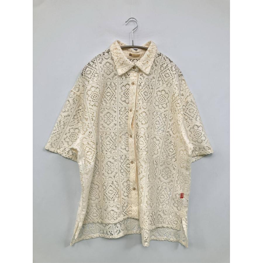 JaVa ジャバ シャツ/ブラウス XL アイボリー コットン レース ミドル丈 半袖 レギュラーカラー レディース | 