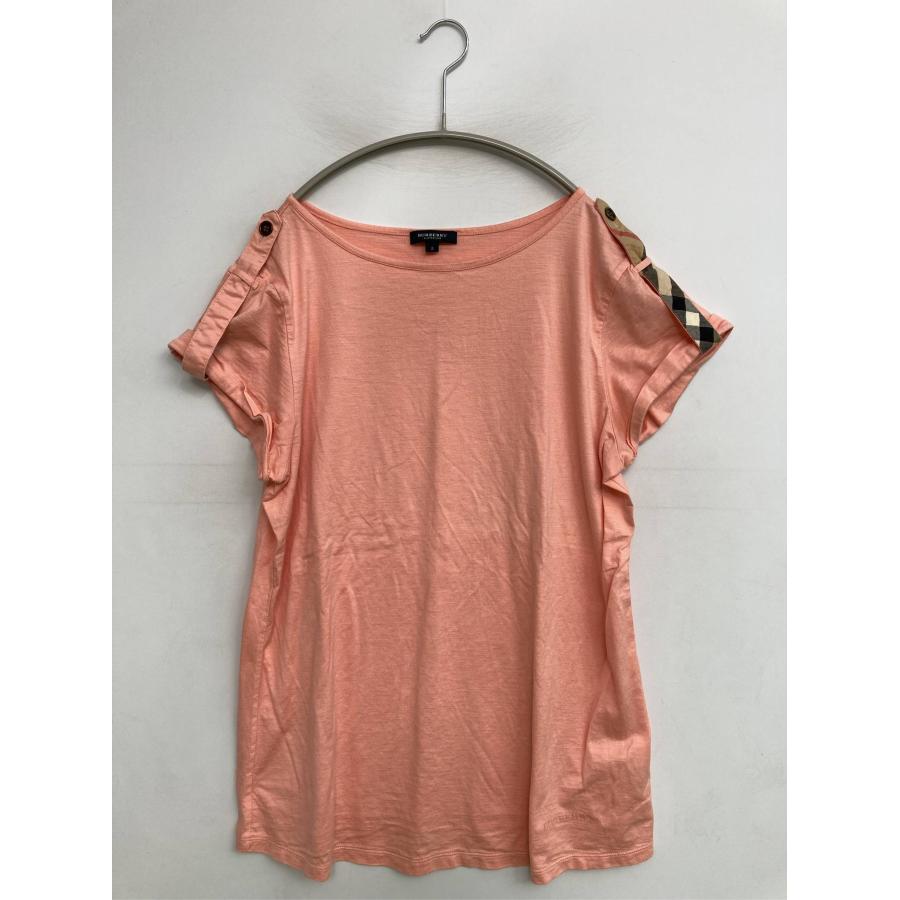 BURBERRY LONDON バーバリーロンドン Tシャツ/カットソー 5 ピンク 無地 ワンポイント ミドル丈 半袖 ボートネック レディース | 