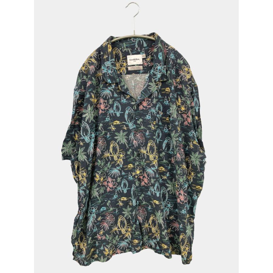 Goodiellow シャツ/ブラウス XXL ブラック 花柄・ボタニカル柄 その他総柄 ミドル丈 半袖 オープンカラー メンズ | 