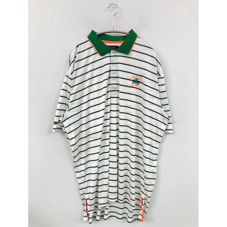POLO GOLF RALPH LAUREN ポロゴルフラルフローレン ポロシャツ XL ホワイト ボーダー柄 ワンポイント ブランドロゴ メンズ | 