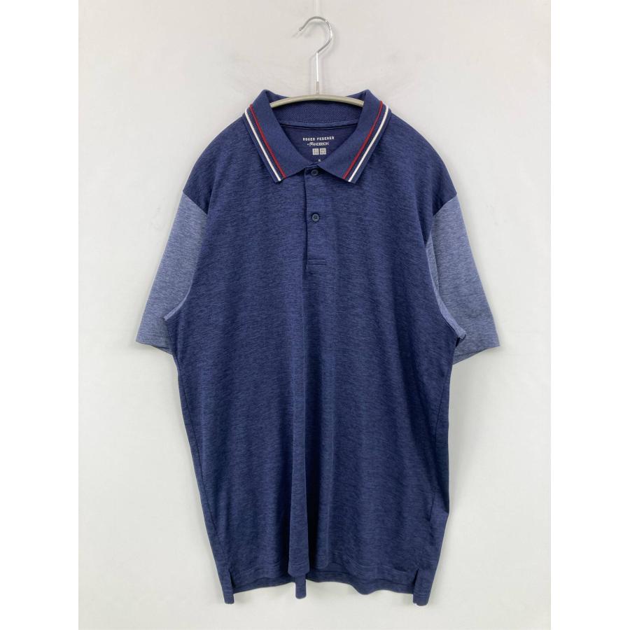 UNIQLO JW Anderson ユニクロジェイダブリューアンダーソン ポロシャツ XL ネイビー 無地 ライン柄 半袖 メンズ | 