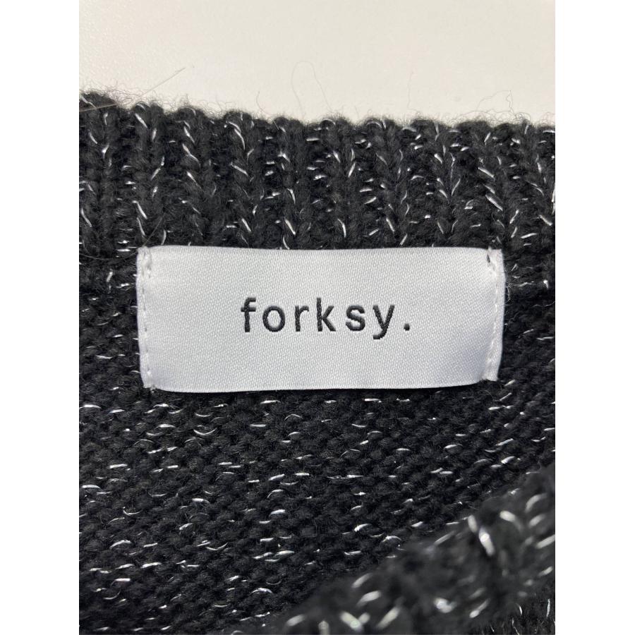 forksy. フォルクシー ニット/セーター F ブラック ナイロン ウール・ニット コットン 無地 フリル ミドル丈 長袖 レディース | forksy. | 02