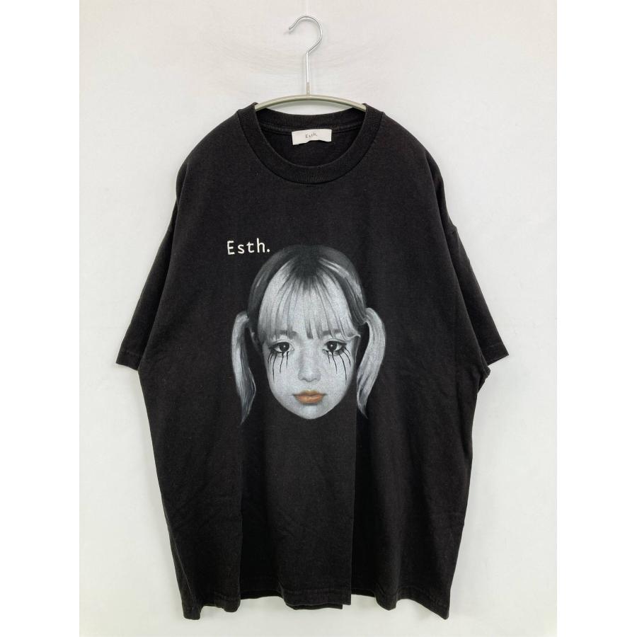 Esth. Tシャツ/カットソー XL ブラック 前面プリント ブランドロゴ ミドル丈 半袖 クルーネック(丸首) メンズ レディース | 