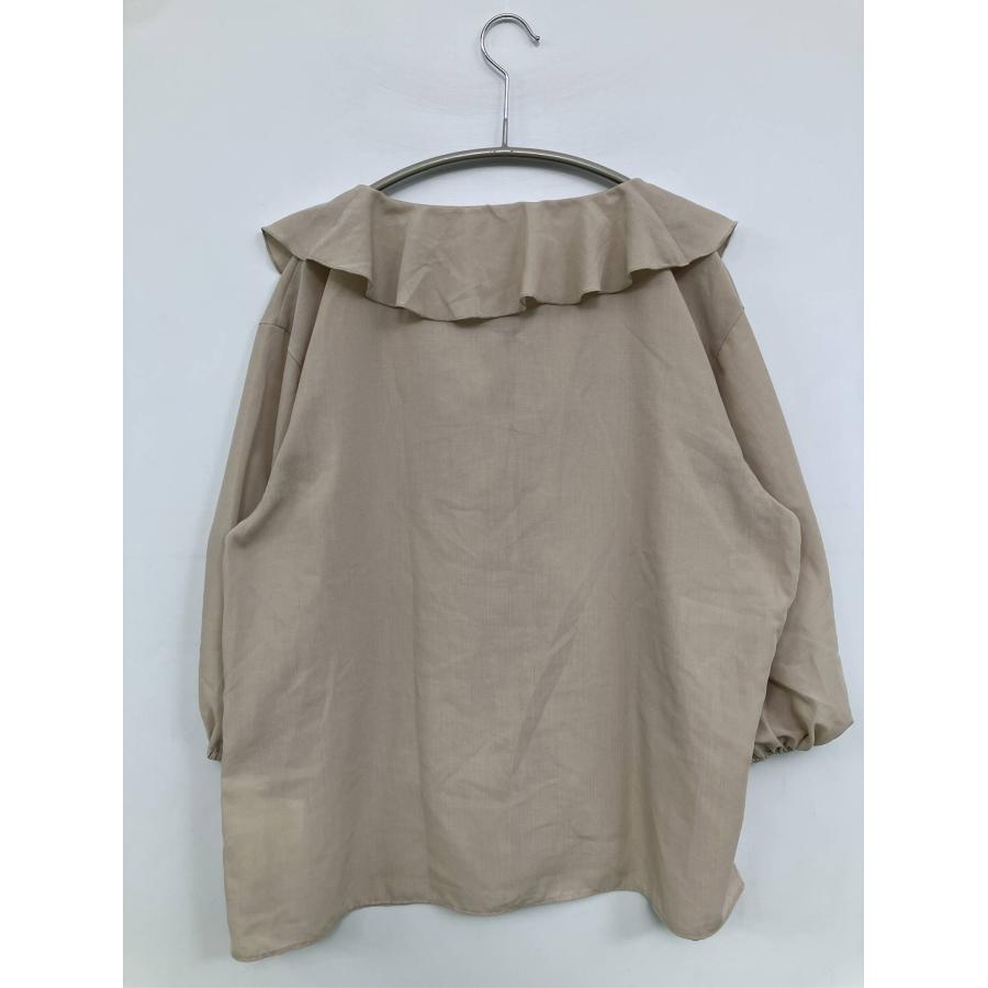 GLOBAL WORK グローバルワーク シャツ/ブラウス M ベージュ 無地 フリル リボン ミドル丈 半端袖 ワイドカラー レディース | GLOBAL WORK | 01