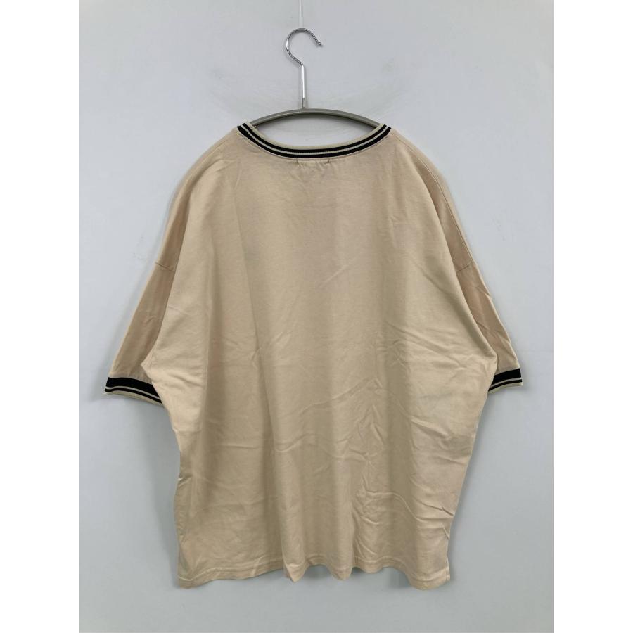 JaVa ジャバ Tシャツ/カットソー M ベージュ 無地 ワンポイント ライン柄 半袖 ミドル丈 クルーネック(丸首) レディース |  | 01