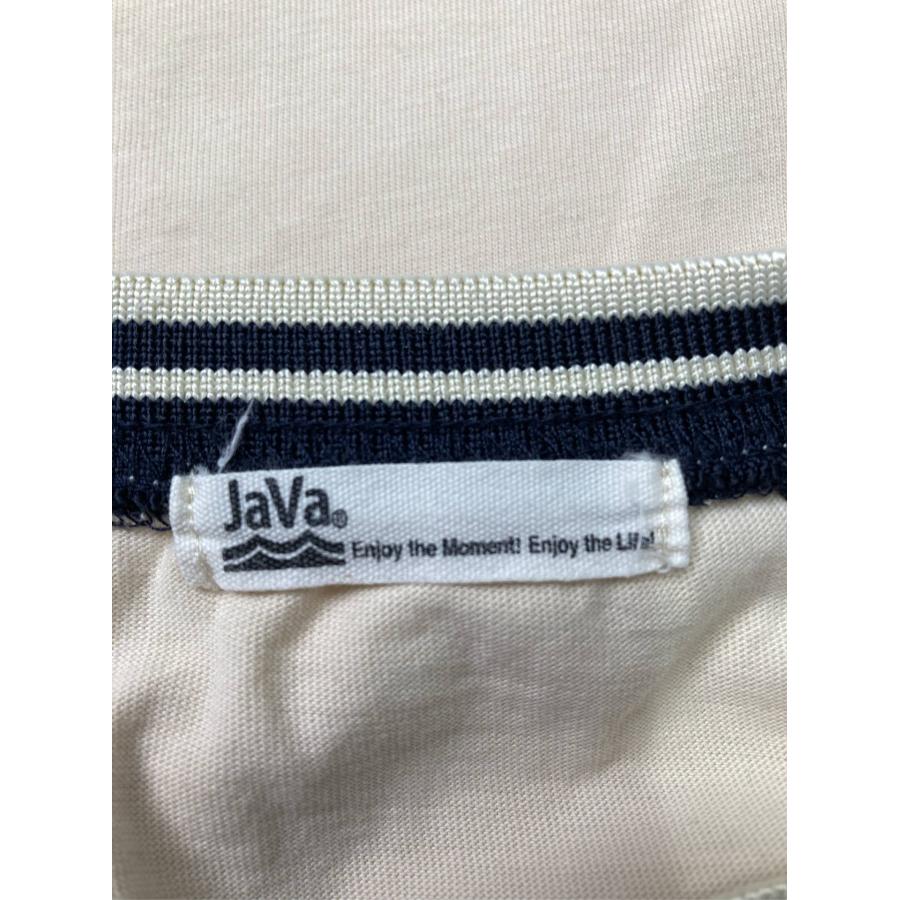 JaVa ジャバ Tシャツ/カットソー M ベージュ 無地 ワンポイント ライン柄 半袖 ミドル丈 クルーネック(丸首) レディース |  | 02