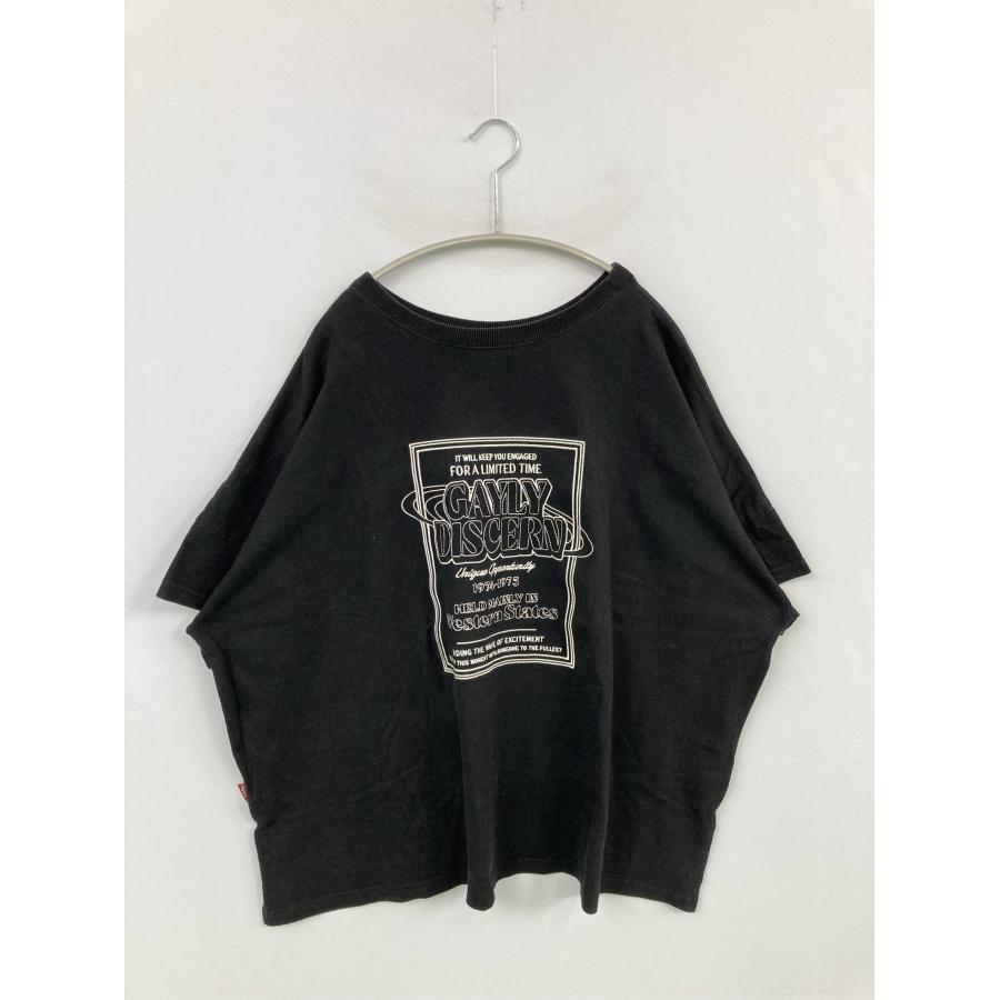 JaVa ジャバ Tシャツ/カットソー S ブラック 前面プリント 刺繍 ミドル丈 半袖 クルーネック(丸首) レディース | 