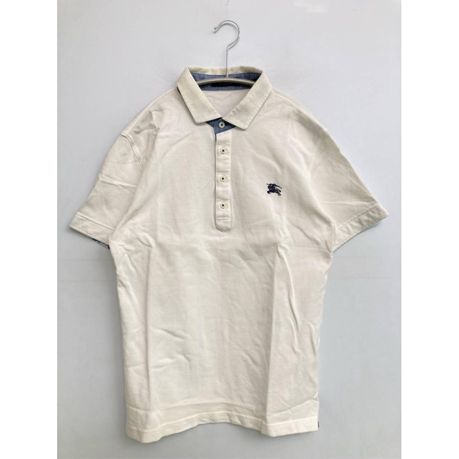 BURBERRY BLACK LABEL バーバリーブラックレーベル ポロシャツ 2 アイボリー 無地 ワンポイント ブランドロゴ 半袖 メンズ | BURBERRY BLACK LABEL
