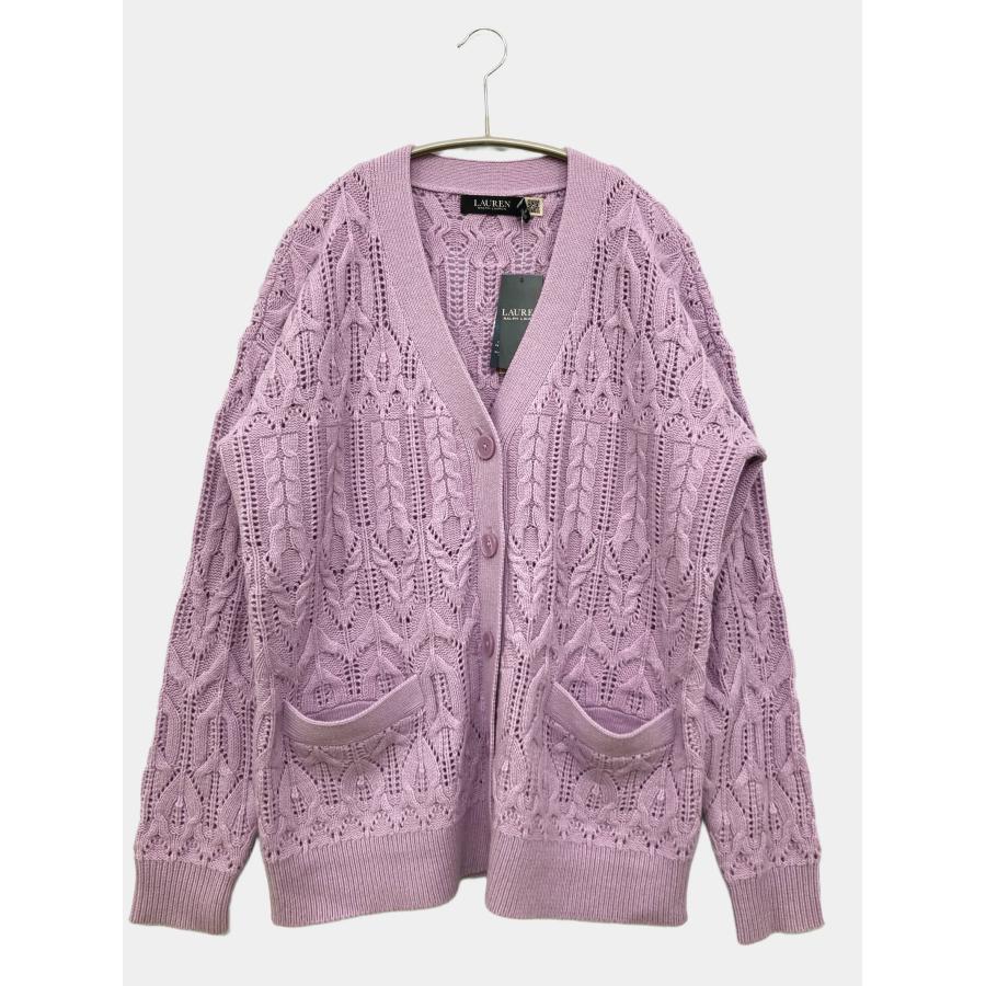 Ralph Lauren ラルフローレン カーディガン/ボレロ M パープル ウール・ニット 長袖 無地 ミドル丈 レディース | 