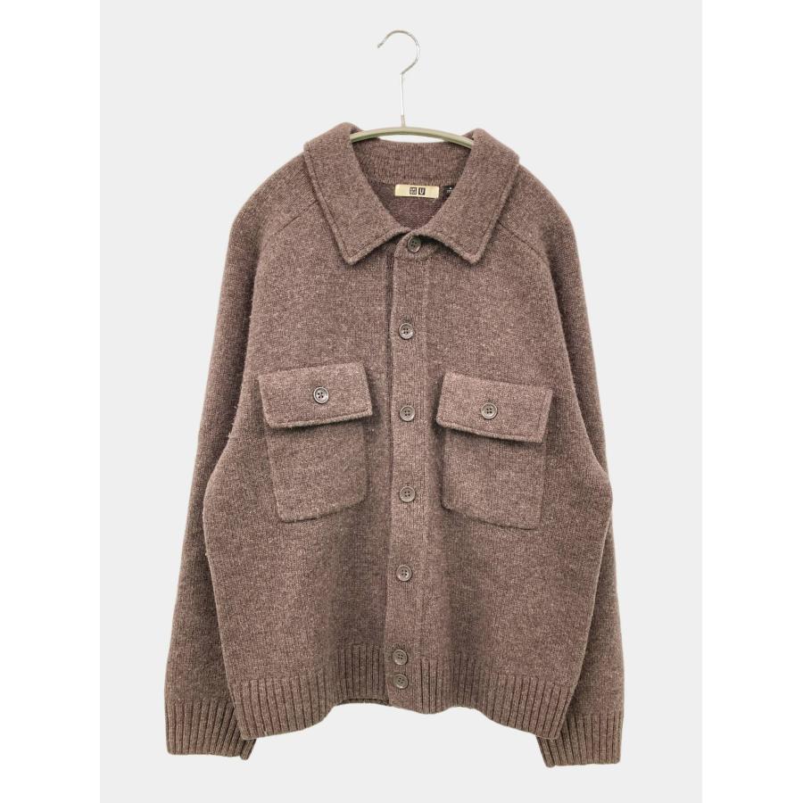 UNIQLO U ユニクロユー カーディガン/ボレロ M ブラウン ウール・ニット 無地 ミドル丈 長袖 メンズ | 