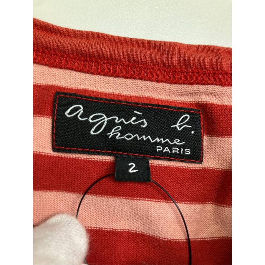 agns b. アニエスベー Tシャツ/カットソー 2 レッド ボーダー柄 ミドル丈 半袖 クルーネック(丸首) メンズ |  | 02