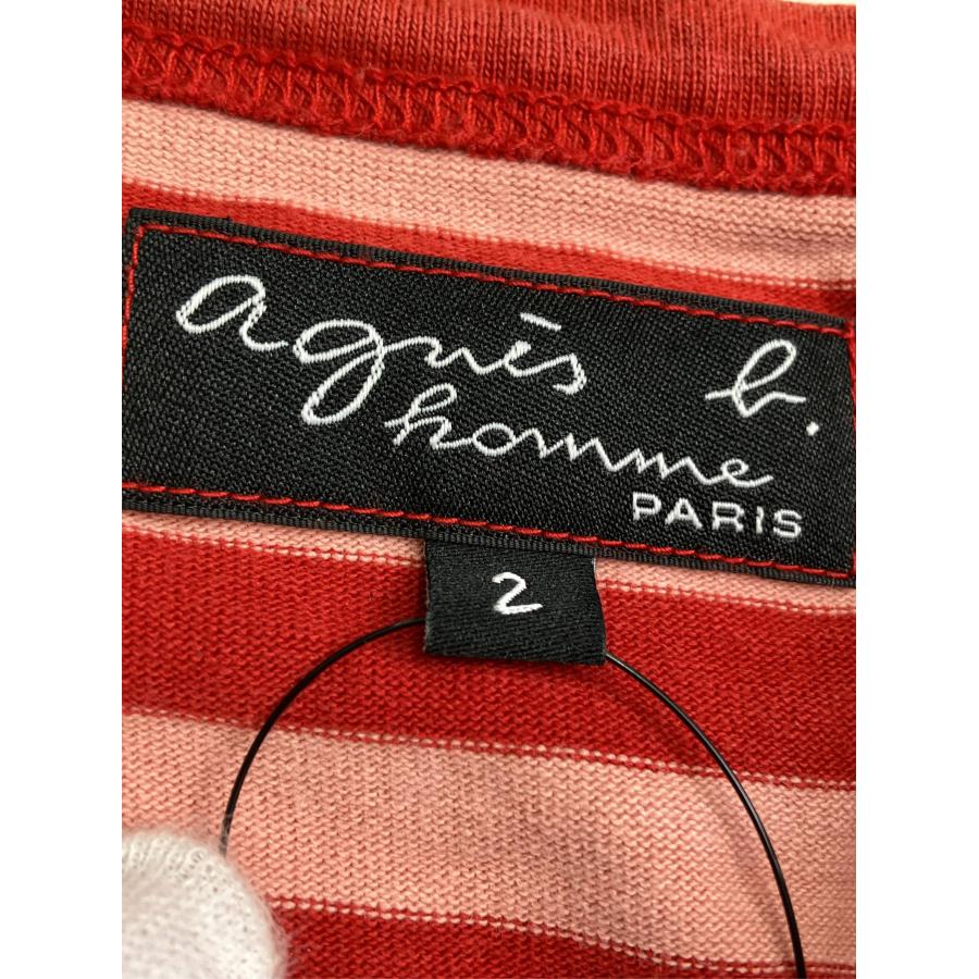 agns b. アニエスベー Tシャツ/カットソー 2 レッド ボーダー柄 ミドル丈 半袖 クルーネック(丸首) メンズ |  | 03