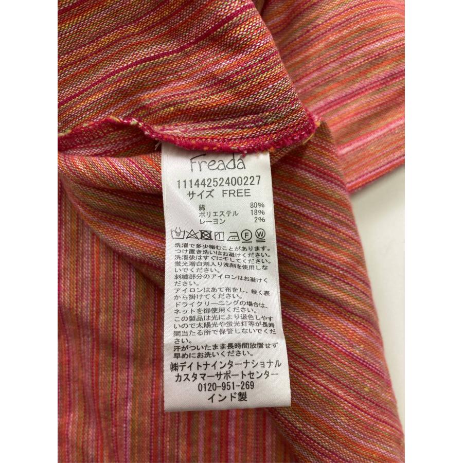 freada フリーダ ワンピース FREE レッド コットン ストライプ柄 刺繍 長袖 ロング・マキシ丈 フレア レディース |  | 03