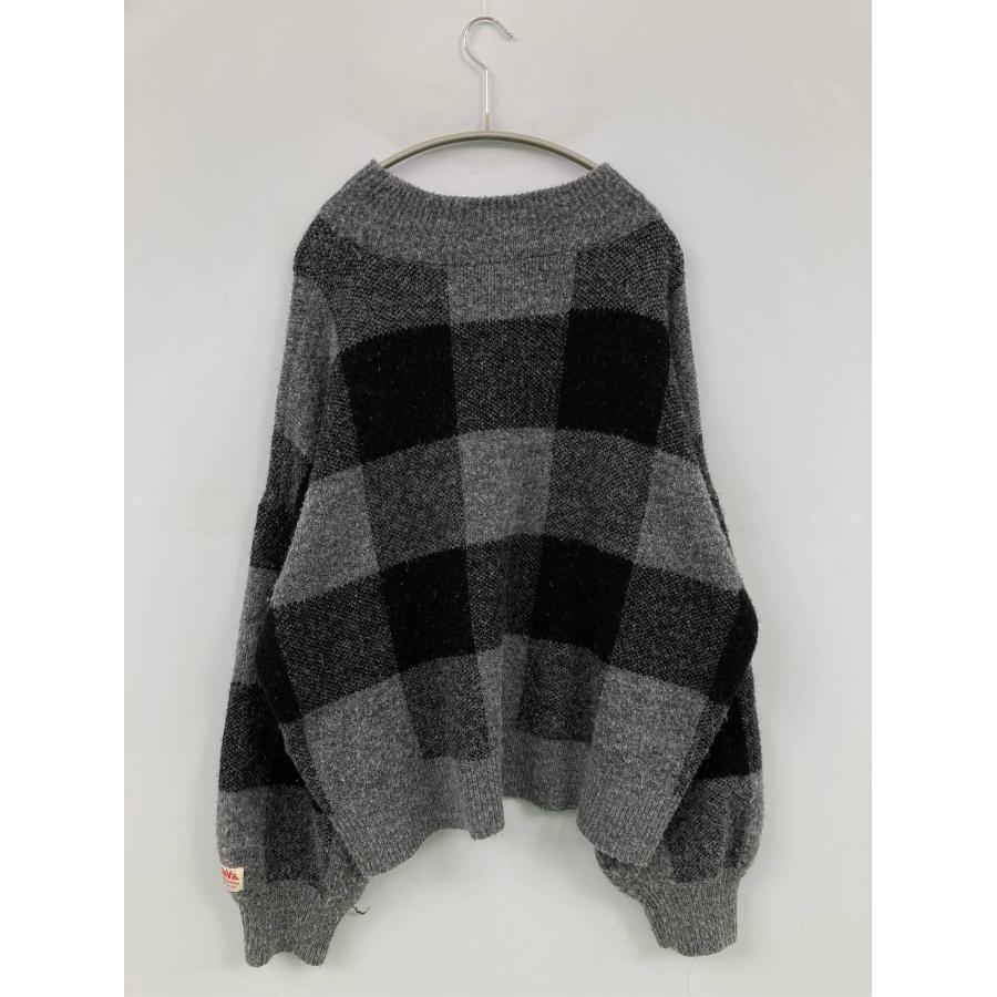 JaVa ジャバ ニット/セーター M グレー ナイロン チェック柄 ミドル丈 長袖 クルーネック(丸首) レディース |  | 01