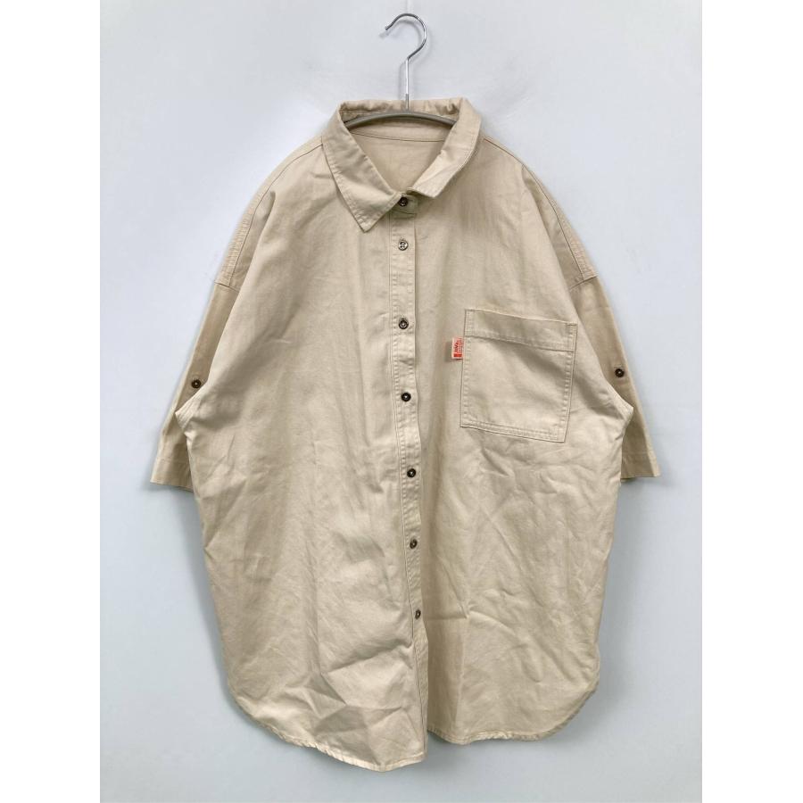 JaVa ジャバ シャツ/ブラウス L ベージュ コットン 無地 ミドル丈 半袖 レギュラーカラー レディース | 