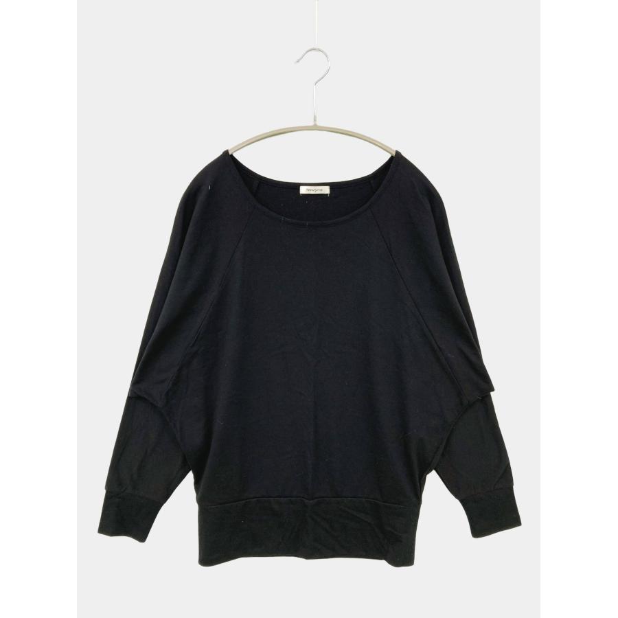 Newlyme ニューリーミー Tシャツ/カットソー L ブラック 無地 ミドル丈 長袖 ボートネック レディース | Newlyme