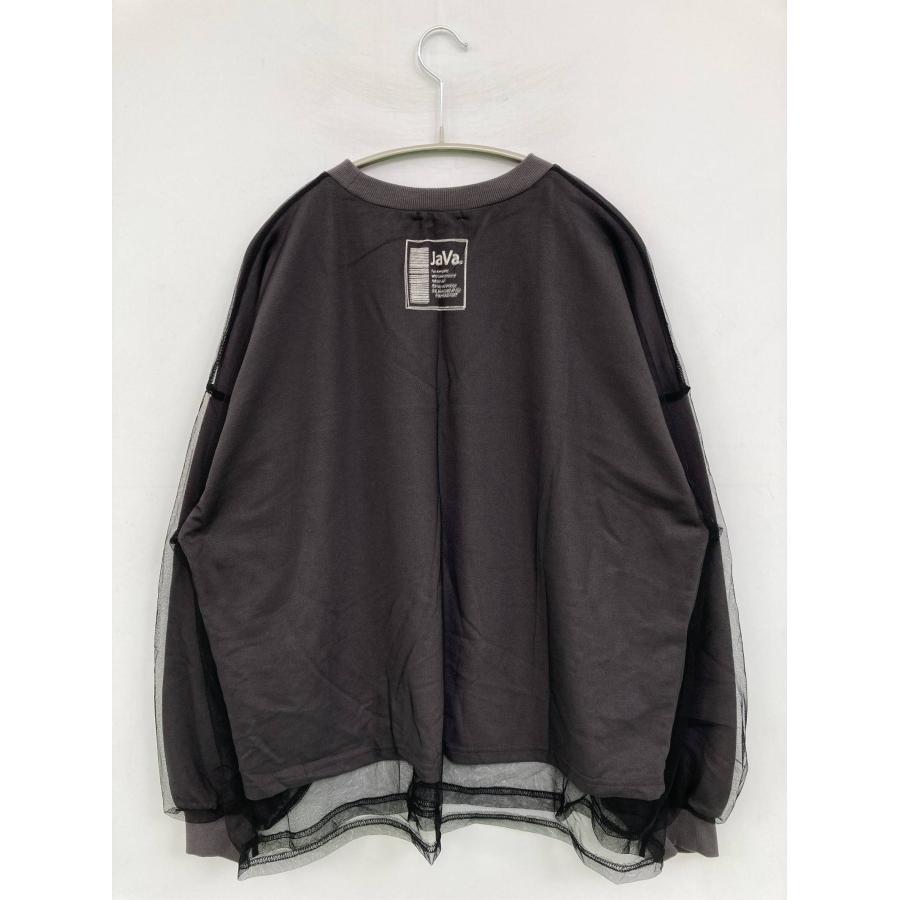 JaVa ジャバ Tシャツ/カットソー L ブラック ミドル丈 無地 長袖 クルーネック(丸首) レディース |  | 01