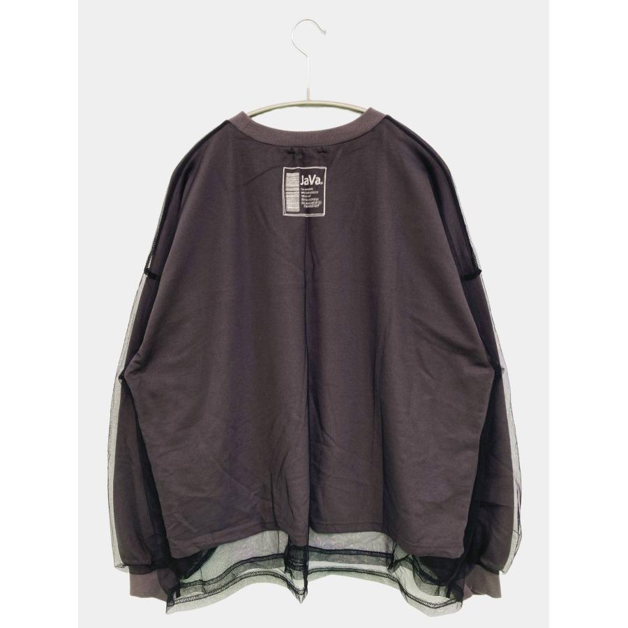 JaVa ジャバ Tシャツ/カットソー L ブラック ミドル丈 無地 長袖 クルーネック(丸首) レディース |  | 01