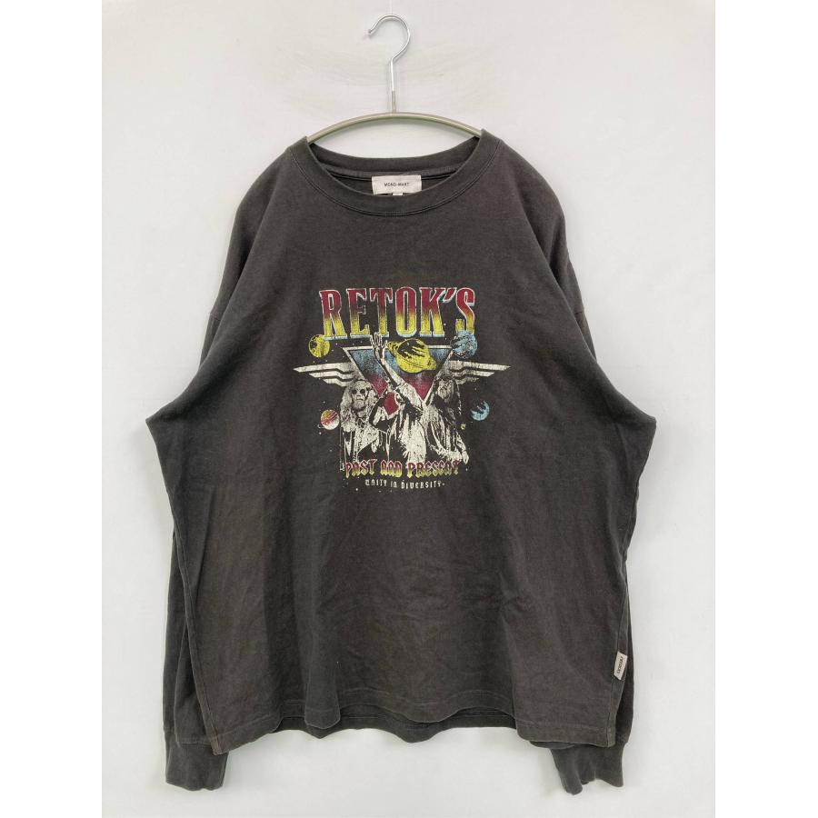 MONO-MART モノマート Tシャツ/カットソー L ブラック 前面プリント 長袖 ミドル丈 クルーネック(丸首) メンズ レディース | MONO-MART