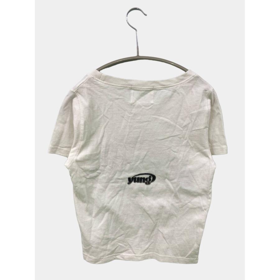 Younger Song ヤンガーソング Tシャツ/カットソー ホワイト 無地 前面プリント ブランドロゴ バックプリント ショート丈 レディース | Younger Song | 01