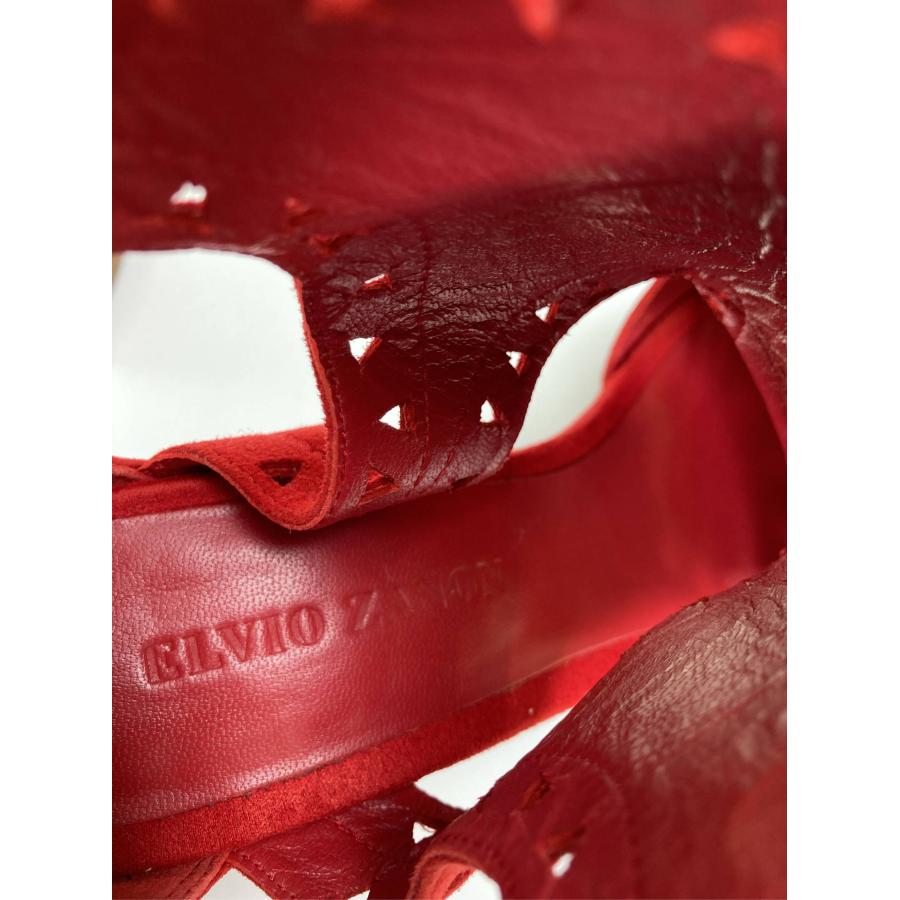 ELVIO ZANON サンダル 36 レッド スエード 無地 太ヒール ストラップあり レディース | ELVIO ZANON | 04