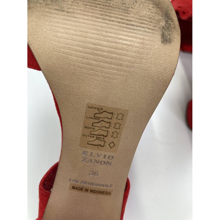 ELVIO ZANON サンダル 36 レッド スエード 無地 太ヒール ストラップあり レディース | ELVIO ZANON | 05