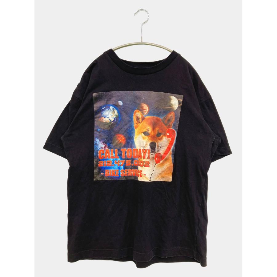 CHARI&CO Tシャツ/カットソー M ブラック 無地 前面プリント ミドル丈 半袖 クルーネック(丸首) メンズ | CHARI&CO