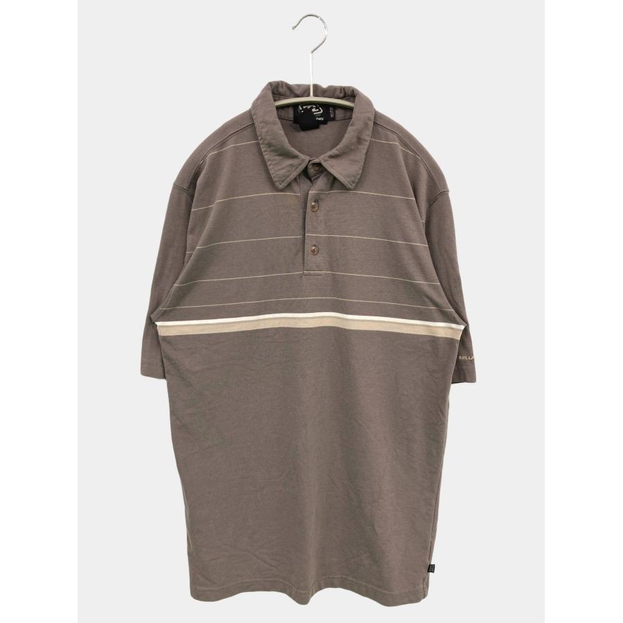 BILLABONG ビラボン ポロシャツ MEDIUM グレー 無地 ボーダー柄 ライン柄 半袖 メンズ | BILLABONG