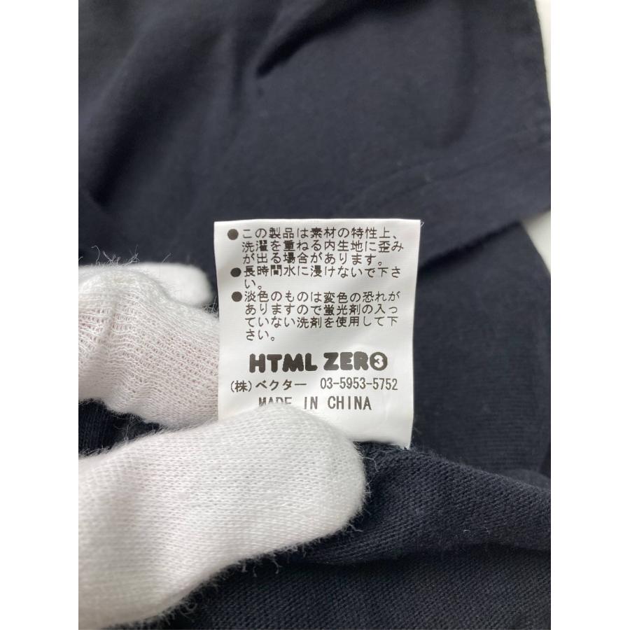 Html Tシャツ/カットソー L ブラック 前面プリント ブランドロゴ ワンポイント ミドル丈 半袖 クルーネック(丸首) メンズ レディース |  | 05