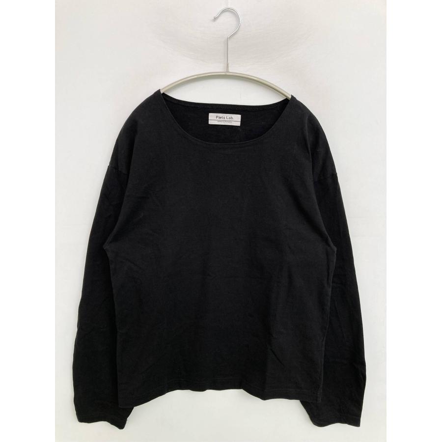 Parts Lab. Tシャツ/カットソー M ブラック 無地 ショート丈 長袖 クルーネック(丸首) レディース | Parts Lab.