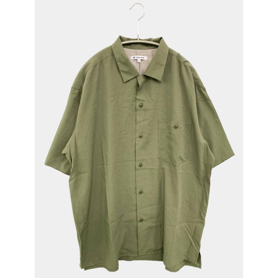 GLOBAL WORK グローバルワーク シャツ/ブラウス L カーキ 無地 ミドル丈 半袖 レギュラーカラー メンズ | GLOBAL WORK