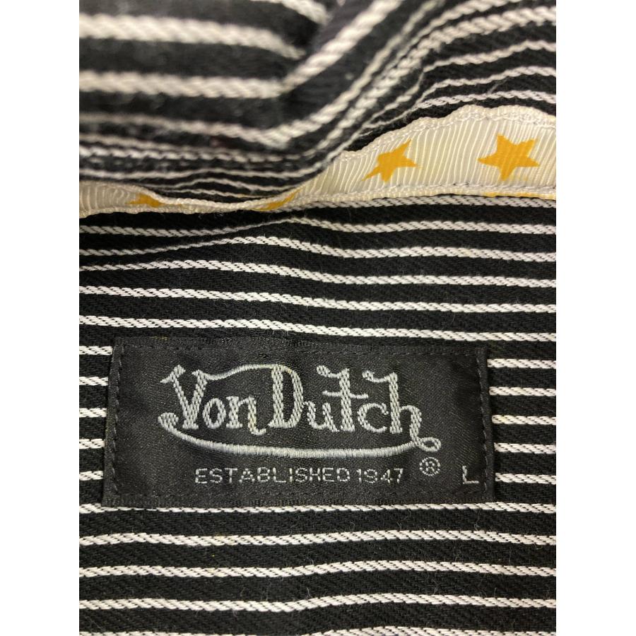 Von Dutch ヴォンダッチ シャツ/ブラウス L ブラック コットン ストライプ柄 ワンポイント ミドル丈 半袖 バックプリント メンズ |  | 02