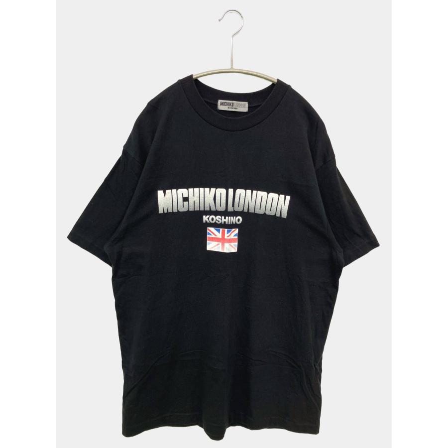 MICHIKO LONDON ミチコロンドン Tシャツ/カットソー MA ブラック 前面プリント ブランドロゴ ミドル丈 半袖 メンズ | MICHIKO LONDON