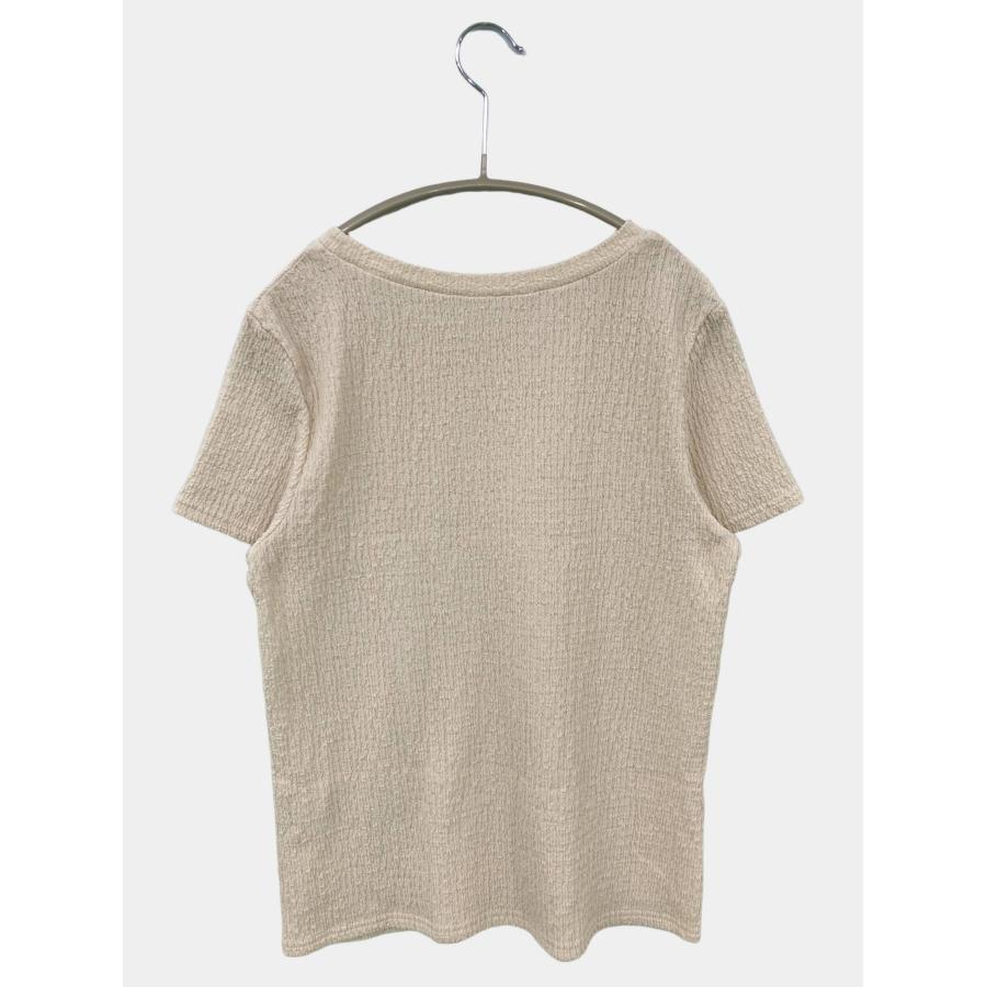 JaVa ジャバ Tシャツ/カットソー L ベージュ 無地 ミドル丈 半袖 Uネック レディース |  | 01